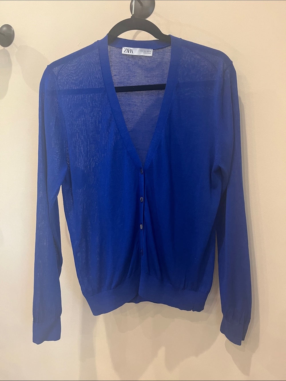 NWOT ZARA Royal Blue V-Neck Button Cardigan